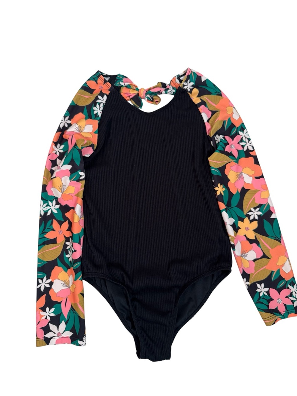 Volcom Girls Rash Guard One Piece Swimsuit Floral UPF 50 Size Medium 8/10